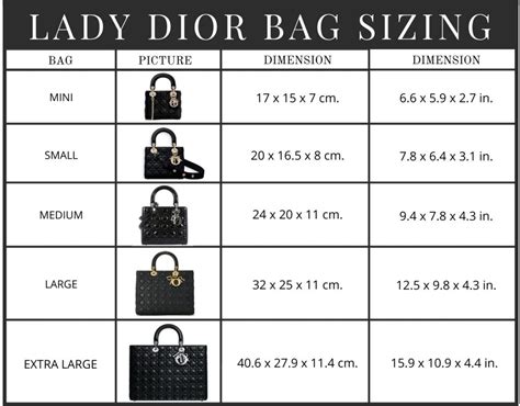 lady dior sizes 2017|lady dior bag size chart.